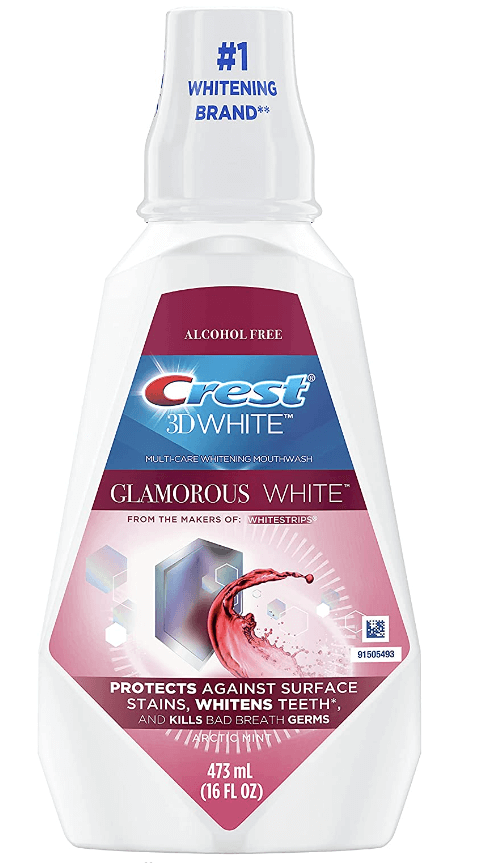 Crest 3D White Glamorous White Alcohol-Free Multi-Care Whitening Mouthwash one of the best whitening mouthwash